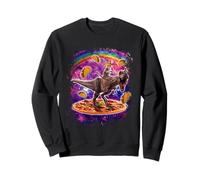 Space Cat Riding Dinosaur T Rex Unicorn on Pizza and Taco Sudadera
