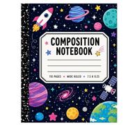 Space Composition Notebook: Wide Ruled Notebook for Kids | 110 Pages | 7.5 x 9.25 | Rocket, Planets & Galaxy Journal for School, Homework & Writing: ... School, Journaling, Creative Writing & Notes