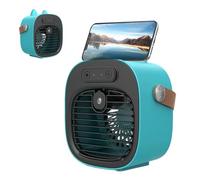 Space Cooler, Humidifying Air Conditioner Fan with Portable Design and Phone Holder, Compact Cooling Device for Study Apartment Dormitories Outdoor Home Office Travel Use