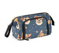 Space Corgi - Estuche para lápices de gran capacidad con asa de cremallera para niños y escuela, multicolor, Talla única, moderno