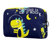 Space Dinosaur Adventure - Bolsa de cosméticos para mujer, neceser de viaje, bolsa organizadora de maquillaje grande con cremallera, multicolor, 18.5x7.5x13cm/7.3x3x5.1in, Neceser