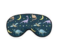 Space Dinosaurs Sleep Mask Blindfold Cute Dino in Space Ajustable Super-Smooth Soft Eye Mask Cover para Hombres Mujeres Viajes y siesta