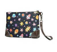 Space Element - Bolso de mano de cuero para mujer, bolso de mano de estrella colorida con correa desmontable, bolso de noche, cartera larga para boda, fiesta, viajes, negocios