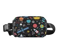 Space Element - Cangurera negra para mujer, impermeable, diseño de elementos espaciales, color negro, 8 x 5.3 x 2.3 pulgadas, divertido y lindo, elemento espacial negro, 8 x 5.3 x 2.3 pulgadas