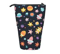 Space Element - Estuche para lápices de pie, diseño de estrellas coloridas, bolsa telescópica, bolsa de cosméticos, organizador de papelería para escuela, oficina, viajes