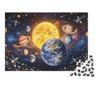 Space Galaxy Jigsaw Puzzles 1000Piezas Reciclable Material Solar System Mayores Puzzles Imposible Difícil Desafiante Juego Educativo para Hombres 38x26cm/1000pcs