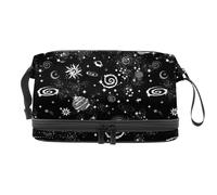Space Galaxy Zodiac Stars - Neceser de doble capa para mujeres y niñas, neceser de viaje, bolsa organizadora de maquillaje con compartimento para brochas, multicolor, 27x15x14 cm/10.6x5.9x5.5 in,