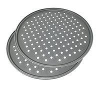 Space Home - 2x Molde de Horno para Pizza con Agujeros - Bandeja Pizza Horno con Recubrimiento Antiadherente - Rejilla Pizza Horno - Plato y Bandeja para Pizza - Acero al Carbono - Set de 2 - Ø 32 cm
