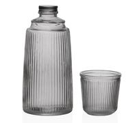 Space Home - Jarra de Agua con Vaso - Botella Agua Nevera - Botella de Agua de Cristal para Jugo, Té, Leche, Limonada - Botella Vidrio - 1100 mL - Negro