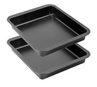 Space Home - Molde de Horno Cuadrado - Bandeja para Hornear - Bandeja Cuadrada para Brownies, Sándwiches, Molde para Tartas - Acero al Carbono - Antiadherente - 22 x 23 cm - Set de 2