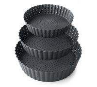 Space Home - Molde de Horno Rizado Perforado Alto - Molde con Base Desmontable - Recubrimiento Antiadherente - Molde Quiche Perforado - Moldes para Bizcochos - Molde para Tartas - 20, 24 y 28 cm