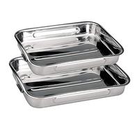 Space Home - Set de 2 Rustideras de Horno con Asas - Lasañera - Bandeja de Horno - Acero Inoxidable - Set 2