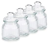 Space Home - Set de 4 Botes Herméticos Cristal - Tarros Herméticos Cocina con Tapa - Frasco para Almacenaje, Galletas, Cereales - Botes de Cristal para Cocina y Almacenaje - 4 x 300 mL