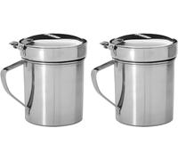 Space Home - Set de Grasera Inox con Filtro - Colador de Aceite - Separador de Aceite - Acero Inoxidable - Tapa Extraíble - 700 ml - 2 Unidades