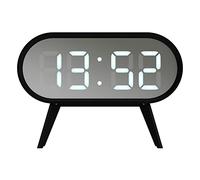 Space Hotel London® The Cyborg LED Reloj Despertador Redondeado Caja Color Mate Espejo Esfera Dormitorio/Oficina 11,9 cm (Negro/Plata)