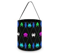 Space Invaders Argyle Halloween Trick or Treat Party Favor Tote Bags Candy Basket reutilizable cubo portátil