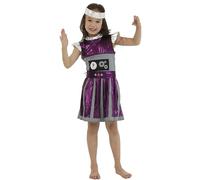 Space Kostüm Familie Set Damen Mädchen Alien Kostüm Metallic Silber glänzend Partykleid Minikleid Karneval Fasching Rave Weltall Space Girl Outfit als Clubwear für Disco & Nachtclub Tanzkostüm