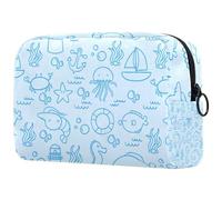 Space Man Universe - Bolsa de maquillaje pequeña con cremallera, bolsa de aseo portátil, organizador de maquillaje para mujeres y niñas, Multicolor 10, 18.5x7.5x13cm/7.3x3x5.1in