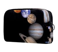 Space Man Universe - Bolsa de maquillaje pequeña con cremallera, bolsa de aseo portátil, organizador de maquillaje para mujeres y niñas, Multicolor 02, 18.5x7.5x13cm/7.3x3x5.1in
