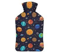 Space Planet - Botella de agua de goma con cubierta de felpa suave, bolsa de agua caliente para invierno, manos y pies, protección contra el frío, 1000 ml