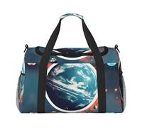 Space Planet Earth - Bolsa de viaje con cremalleras y asas, bolsa de lona plegable grande para vacaciones familiares, Black, Talla única