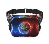 Space Planet Earth - Riñonera con estampado de tierra para hombres y mujeres, correa ajustable impermeable, 3 bolsillos para viajes al aire libre