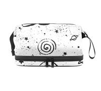 Space Planet Stars Moon - Neceser de doble capa para mujeres y niñas, neceser de viaje, bolsa organizadora de maquillaje con compartimento para brochas, multicolor, 27x15x14 cm/10.6x5.9x5.5 in,