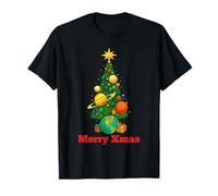 Space Planets Galaxy Merry X-mas Árbol de Navidad Lindo día Festivo Camiseta