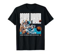 Space Player Donde el Cosmos se Encuentra con el Astronauta de la Consola Camiseta