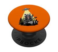 Space Rock para Scifi Raccoon Guitar en Alien UFO Music Fans PopSockets PopGrip Adhesivo