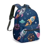 Space Rocket - Mochila escolar para niños, diseño de planetas, selección de varios tamaños, estampado de estrellas y cometas, bolsa de viaje duradera y ligera para niños, 03., L, Casual