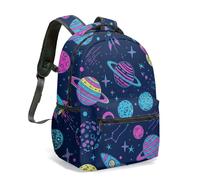 Space Rocket Print - Mochila de 16 pulgadas, diseño de galaxia, planeta, estrella, constelación, colorido, plano, ilustración, mochila de viaje, 06., L, Casual
