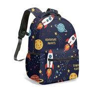 Space Rocket Print - Mochila de 16 pulgadas, diseño de galaxia, planeta, estrella, constelación, colorido, plano, ilustración, mochila de viaje, 12, L, Casual