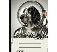 Space Rover Retro Dog Astronaut English Setter College Ruled Composition Notebook