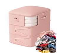 Space Saving Bags, Compression Storage Organizer, Folding Reusable Packaging, Anti-Moisture Clothes Holder for Travel, Dorm, Apartment, Moving, Bedding, Gray Cream Pink and Blue