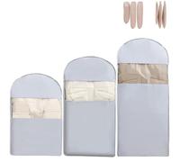 Space Saving Hanging Garment Bag with Self Compression Zipper, Dust Cover Clothes Bags for Down Coat, Winter Coat Storage(Grey,3*Mix)