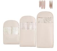 Space Saving Hanging Garment Bag with Self Compression Zipper, Dust Cover Clothes Bags for Down Coat, Winter Coat Storage(Beige,3*Mix)