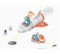 Space Shuttle - Juguete de cohete de lanzadera espacial, luz y sonido, función de pulverización y proyección, con vehículo lunar astronauta, juego de rol interactivo, juguete educativo, juguete
