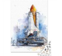 Space Shuttle Watercolor Art Print Puzzle Imposible,desafío for Adults Entretenimiento Creativo 1000 Piezas Obra De Arte De Juego De para Adultos Y Niños Mayores De 12 Años 52x38cm/1000pcs