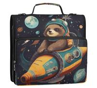 Space Sloth2 - Carpeta de archivos con cremallera y anillas en D, organizador expandible con correa para el hombro y asa, carpetas de 3 anillos para cartera y funda