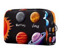 Space Solar System Universe Planets - Bolsa de cosméticos para mujer, neceser de viaje, bolsa organizadora de maquillaje grande con cremallera, multicolor, 18.5x7.5x13cm/7.3x3x5.1in, Neceser