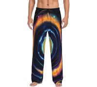 Space Spiral Cosmic Energy Print - Pantalones de pijama para hombre, transpirables, suaves, elegantes y divertidos, Negro, S