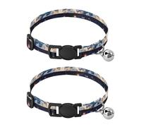 Space Star Cloud Breakaway - Collares para gatos con campana, paquete de 2 collares ajustables de 10.6 a 17.1 pulgadas