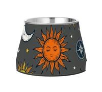 Space Star - Cuencos de alimentación para perros grises con soporte, cuencos de agua de acero inoxidable para mascotas, bigotes, fatiga, cuencos elevados para perros