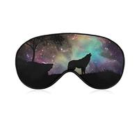 Space Starry Galaxy Wolf Animal Pattern Sleep Mask Eye Parche Eyeshade con correa elástica Cover Sleeping para hombres, mujeres y niños