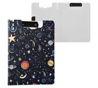 Space Stars Cosmic Planet - Carpeta portapapeles con almacenamiento de doble clip de metal, soporte para bolígrafo, tablero de clip con cubierta, portapapeles, suministros de oficina