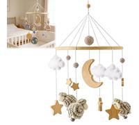 Space Theme Mobiles for Soothing Calming, Wooden Pendent Toy, 360° Rotating Space Design Toys for Bedrooms Bedding Play Sleep Travel