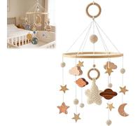 Space Theme Mobiles for Soothing Calming, Wooden Pendent Toy, 360° Rotating Space Design Toys for Bedrooms Bedding Play Sleep Travel