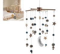 Space Theme Mobiles for Soothing Calming, Wooden Pendent Toy, 360° Rotating Space Design Toys for Bedrooms Bedding Play Sleep Travel