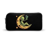 Space Weed Smoking Moon Alien - Estuche para lápices, bolsa de cosméticos, organizador para viajes y oficina